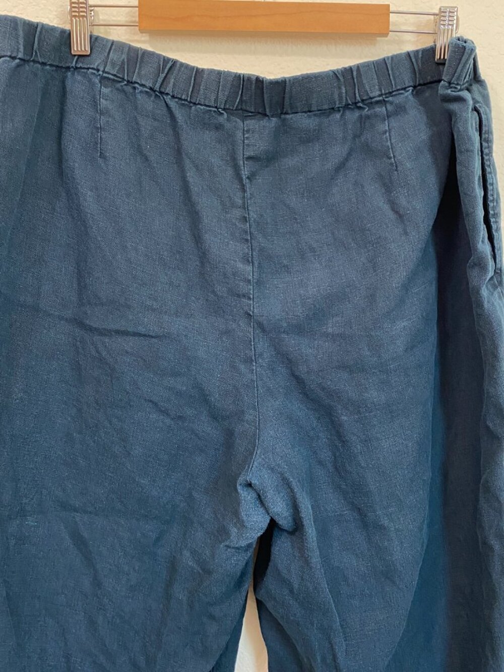 J. Jill Love Linen 100% Navy Blue Elastic Waist Pull On Cropped Pants 2X - Picture 5 of 9